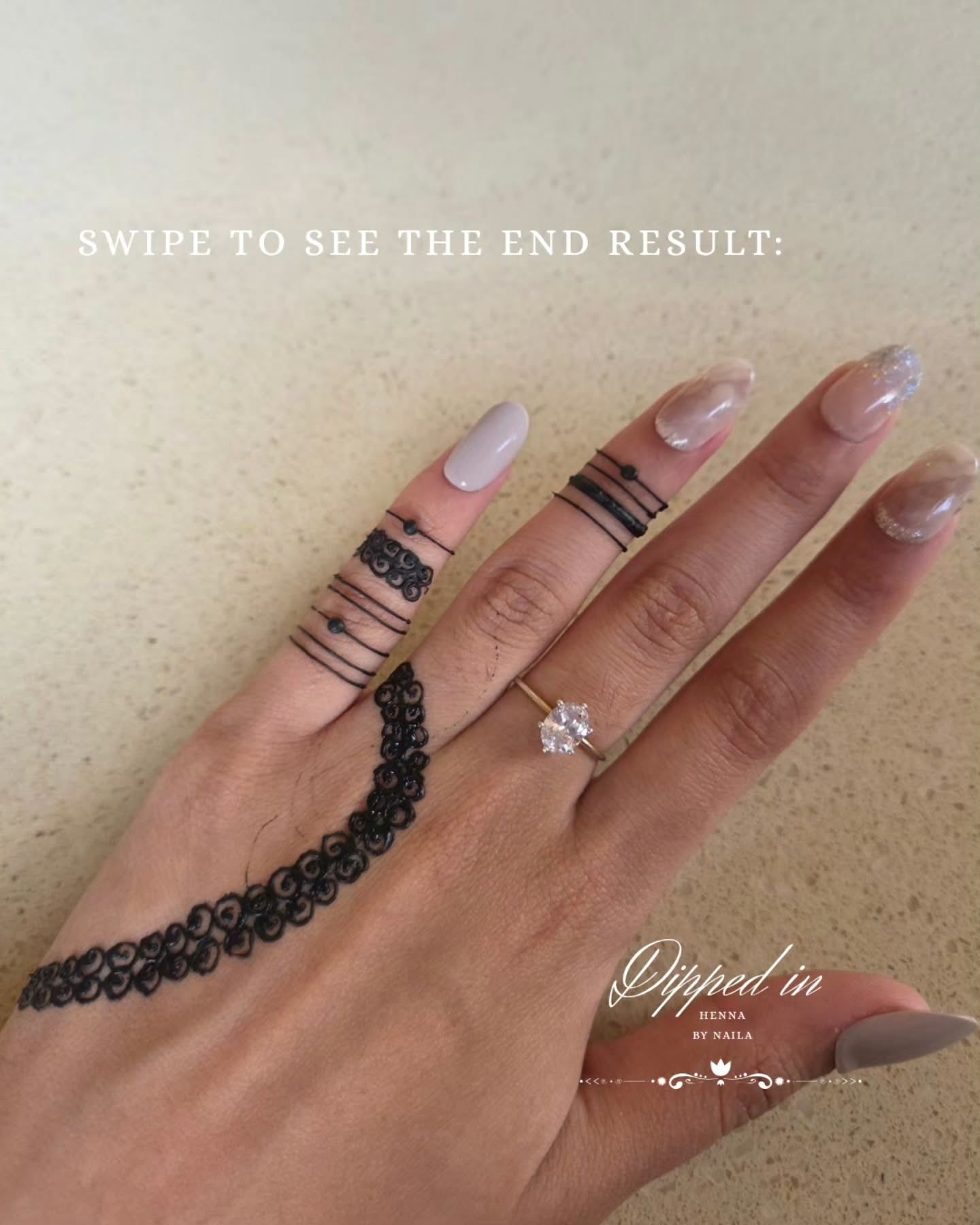 Minimal henna bands on the fingers